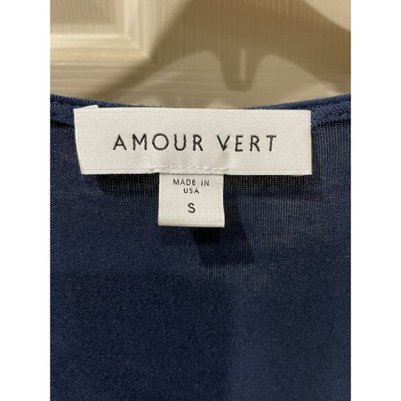 Amour Vert Womens Navy Blue Wrap-Style Jumpsuit W/ Pockets & Belted Waist S - Picture 4 of 9